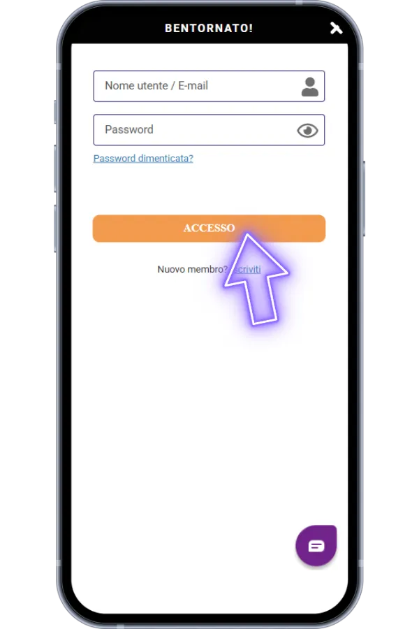 Effettuate il login e il deposito